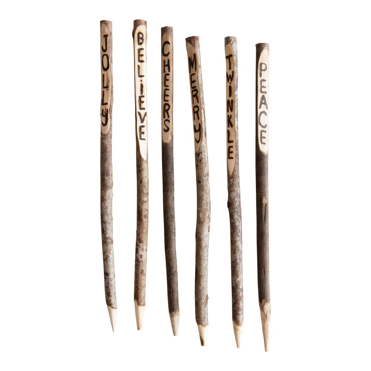Hello Honey® 24" Natural Holiday Sentiment Wood Stakes, 6ct.